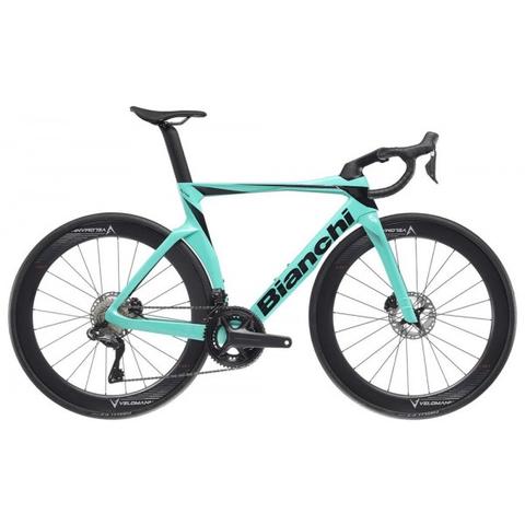 2024 Bianchi Oltre Comp Ultegra Di2 Road Bike in a teal finish featuring aerodynamic frame design and sleek integrated components