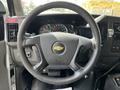 Steering wheel and dashboard of a 2013 Chevrolet Express showing gauges and controls
