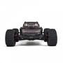 A black Arrma 1/5 Outcast 8S EXB AVC 4X4 RTR Brushless Stunt Truck with large tires and red accents showcasing an aggressive design and detailed features