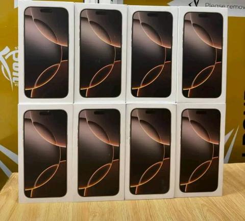 Nine boxes of the Apple iPhone 16 Pro Max 512GB displayed in a stacked arrangement each box features a design of the phone on the front