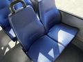 Two blue fabric seats designed for a 2019 Chevrolet Express positioned next to each other with a textured surface and a sleek, modern design