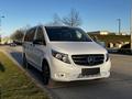 A 2022 Mercedes-Benz Metris in white with black accents parked on the roadside featuring a sleek design and the iconic Mercedes logo on the front grille