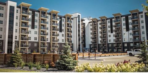 A modern two-bedroom two-bathroom apartment available for sublet featuring a stylish design with large windows and a spacious layout