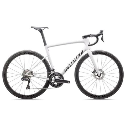2025 Specialized Tarmac SL8 Expert Ultegra Di2 Road Bike featuring a sleek white frame aerodynamic design and high-performance components