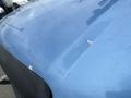 A blue 2010 Ford Econoline van with noticeable scratches and wear on the hood