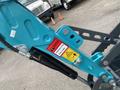 2024 AGT Mini Excavator attachment with danger warning label and hydraulic components in bright blue color