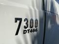 A close-up view of the chrome emblem on the side of a 2007 International 7300 truck displaying the numbers 7300 and DT466