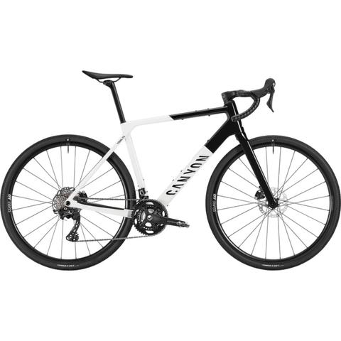 2026 Canyon Grail CF SL 7 Carbon Gravel Road Bike featuring a black and white frame disc brakes and drop handlebars