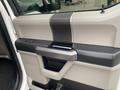 Interior door handle of a 2019 Ford F-150 featuring a sleek design with a metal accent and a large grip area