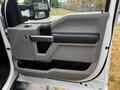 The image shows the interior door panel of a 2020 Ford F-350 with a gray and black design featuring a handle armrest and control buttons
