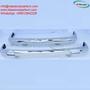 Two shiny chrome bumpers for a Lancia Flavia 2000 Coupe displayed side by side