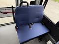 A blue fabric seat with a safety belt designed for a 2020 Chevrolet Express vehicle