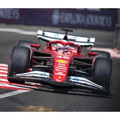 Look Smart Ferrari SF-25 model car in red with #16 and Charles Leclerc branding designed for the 2025 Monaco Grand Prix