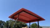 2024 Traner TR45 equipment roof structure with a smooth red surface supported by black metal beams