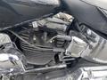 Close-up of a 2008 Harley-Davidson FLSTFI motorcycle engine showcasing chrome components and black engine casing