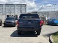 A blue 2015 Ford F-150 pickup truck viewed from the rear with a black bed cover and Ford emblem on the tailgate