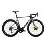 A 2026 Factor Ostro Vam Shimano Dura Ace Carbon Aero Road Bike featuring a sleek black and yellow design with aerodynamic frame and disc brakes