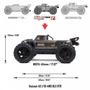 A black and orange Arrma 1/10 OUTCAST 4S 4X4 RTR Brushless Stunt Truck with large tires and a rugged design suitable for off-road use