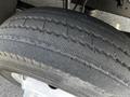 A close-up view of a worn tire on a 2008 Morgan Olson Workhorse showing tread patterns and visible signs of usage on the rubber surface