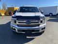 Front view of a 2019 Ford F-150 with a chrome grille and black detailing on the hood