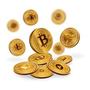 A collection of shiny golden coins with various cryptocurrency symbols including Bitcoin Ethereum and Litecoin