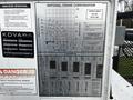 A detailed equipment specification sheet for a National Crane Corporation crane mounted on a 2008 International 7500 showing load ratings and operating instructions