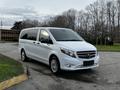 A white 2018 Mercedes-Benz Metris parked with a sleek design and chrome accents showcasing its modern features and spacious structure