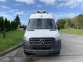 A 2019 Mercedes-Benz Sprinter van facing forward with a white exterior and a black grille featuring the Mercedes-Benz logo