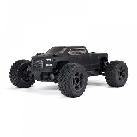 Arrma Big Rock 4X4 V3 3S BLX 1/10 RTR Brushless Monster Truck in black with large tires and detailed body design