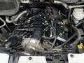 The engine compartment of a 2021 Ford Transit showcasing various components including hoses wires and the engine assembly
