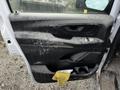 A dirty door panel of a 2018 Mercedes-Benz Metris featuring a handle control and a cloth resting on the bottom edge