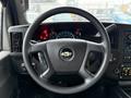 Steering wheel of a 2019 Chevrolet Express featuring the Chevrolet logo with dashboard instruments and control buttons visible in the background