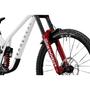 2026 Commencal SUPREME DH V5 mountain bike featuring a white frame with red RockShox Boxxer fork and Schwalbe tire with a prominent tread design