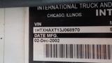 2003 International 5600i truck identification plate showing VIN and manufacturing date