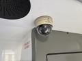 A Seon security camera mounted on the ceiling of a 2020 Chevrolet Express vehicle