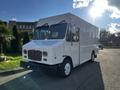 A 2017 Freightliner M Line truck with a white exterior and a boxy design featuring large windshield and side mirrors