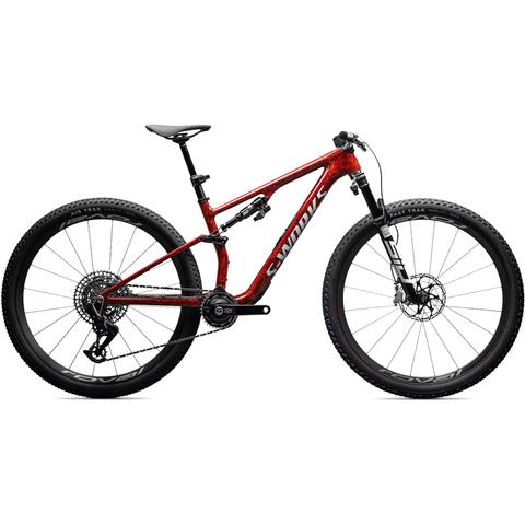 2026 Specialized S-Works Epic 8 Mountain Bike featuring a red frame wide tires and advanced suspension system designed for performance and agility on rugged terrain