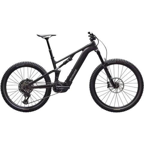 2026 Specialized Turbo Levo 4 Alloy Mountain Bike featuring a sleek black frame with wide tires and a mid-motor system designed for off-road performance and stability