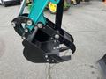 The image shows the attachment of a 2024 AGT Industrial Green QH13R Mini Excavator featuring a claw-like design with sharp metal teeth and a robust structure for gripping and lifting tasks