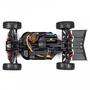 Arrma 1/8 Typhon 6S 4X4 RTR Brushless Buggy in black featuring large tires a detailed chassis and visible internal components