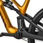 Close-up of the gold and black frame of a 2025 Canyon Spectral:ONfly CF CLLCTV mountain bike highlighting the suspension system and drive train components