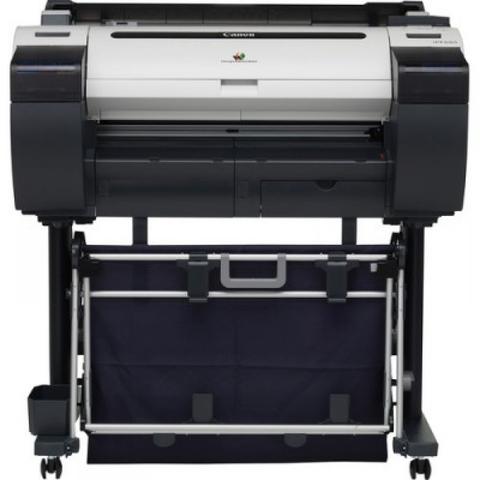 Canon Image PROGRAF IPF685 24 inch large-format inkjet printer with a sleek design and a paper output basket at the bottom