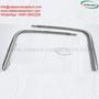Mercedes W116 Euro style bumpers featuring a sleek chrome design with distinct curves and a central emblem for a classic car appearance