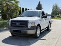 A white 2014 Ford F-150 pickup truck is positioned in the foreground with a black grille and chrome accents