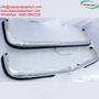 Two polished chrome bumpers for a Mercedes W123 coupe from 1976 to 1985 with black rubber trim
