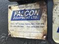 A weathered metal nameplate for Falcon Equipment Ltd displaying a company address phone number and date
