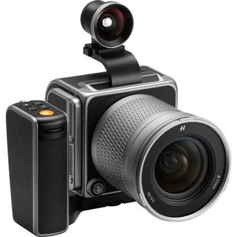 Hasselblad 907x Anniversary Edition Medium Format Camera Kit featuring a sleek design and a large lens with a grip and control buttons on the side