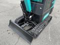 2024 AGT Industrial Green QH13R Mini Excavator with tracks and a front blade attachment designed for excavation and grading tasks