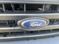 Close-up of a Ford emblem on the front grille of a 2009 Ford Econoline van showing a blue oval with the Ford name in script