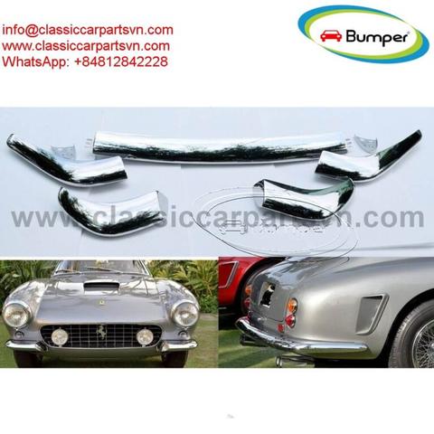 Ferrari 250 GT SWB bumpers featuring shiny chrome design with curved and straight sections arranged in a set